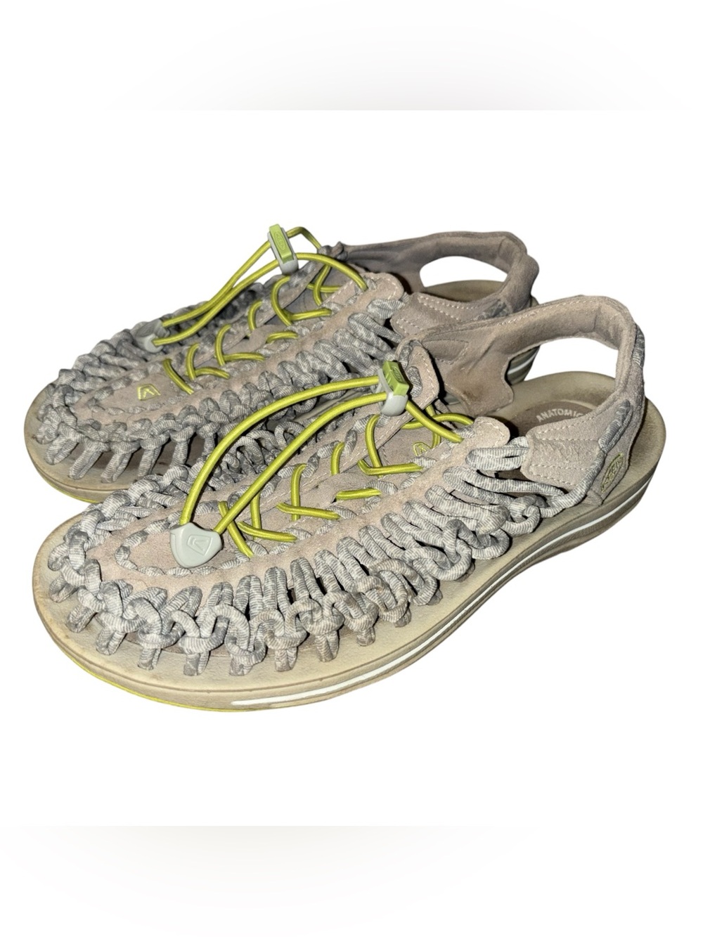 Keen Uneek gray and chartreuse 
Woven Outdoor Sandals